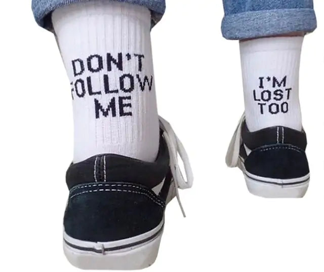 Hip Hop Humor Printed Crew Socks - Authentifactor