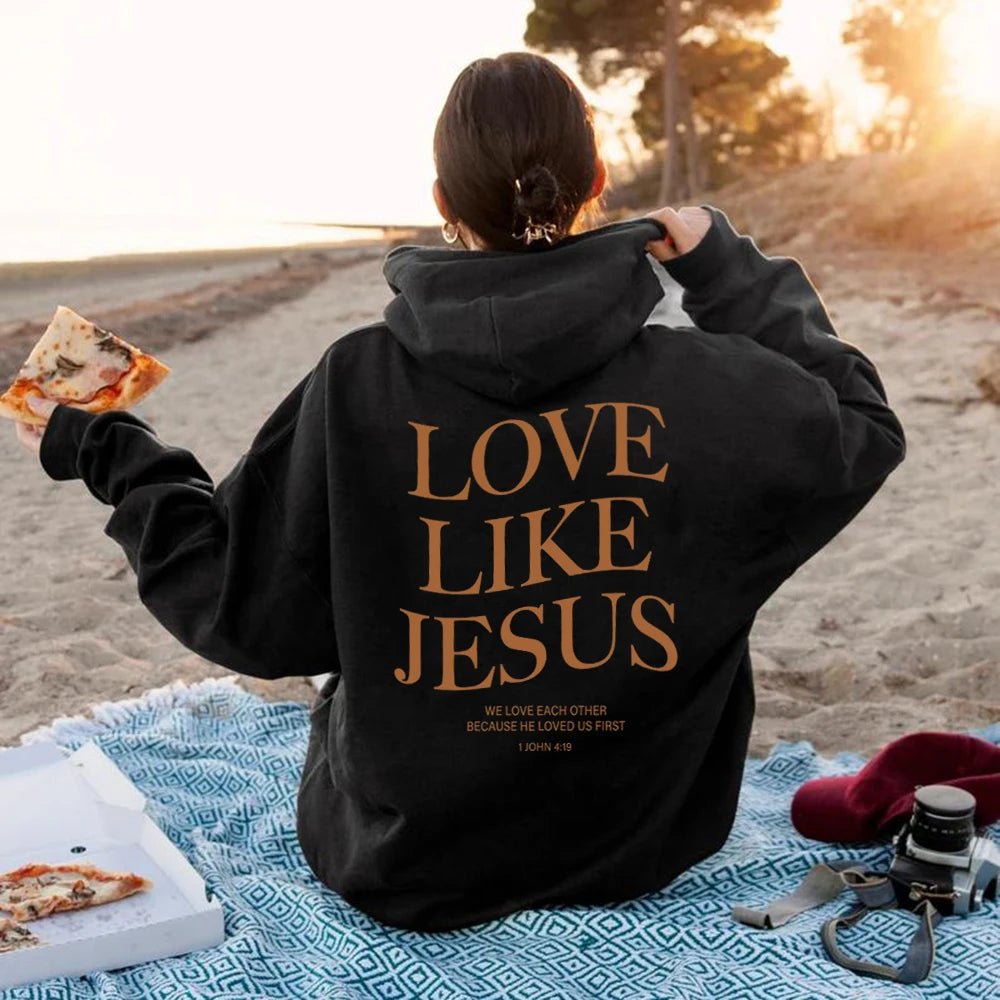 Love like Jesus Inspirational Christian Hoodie Faith Based Religious Hoodies Christian Apparel Bible Verse Jesus Sweatshirt Top - Authentifactor