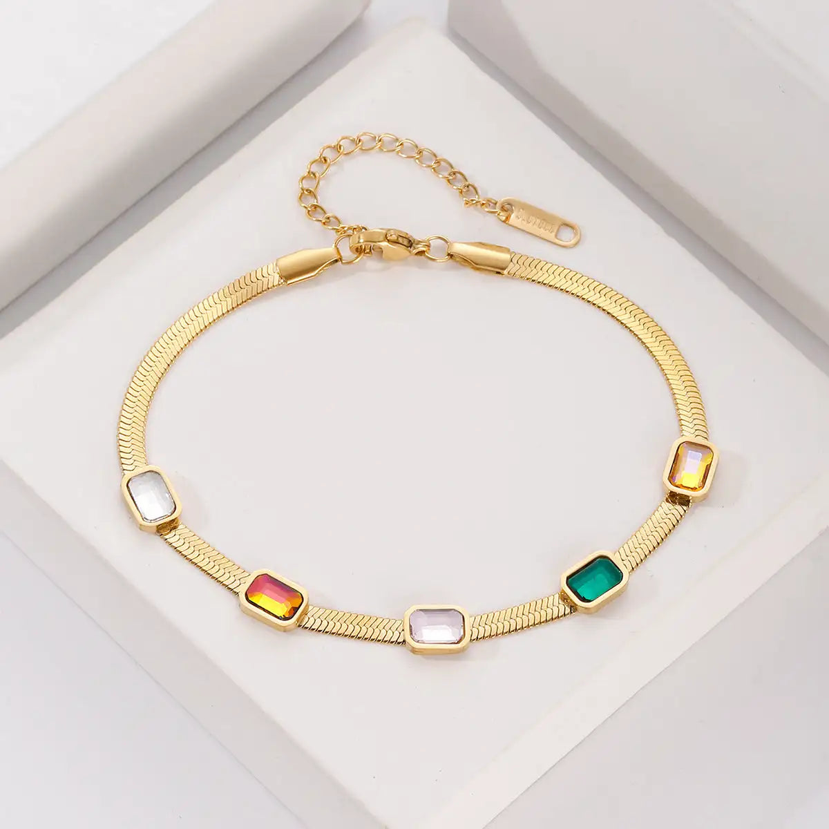 Arcadia Bracelet - Gold Tone Adjustable Bolo Bracelet (I-J Color Yellow GOLD) crested with five ruby's enhance outfit and jewelry collection, perfect for any occasion. - Authentifactor