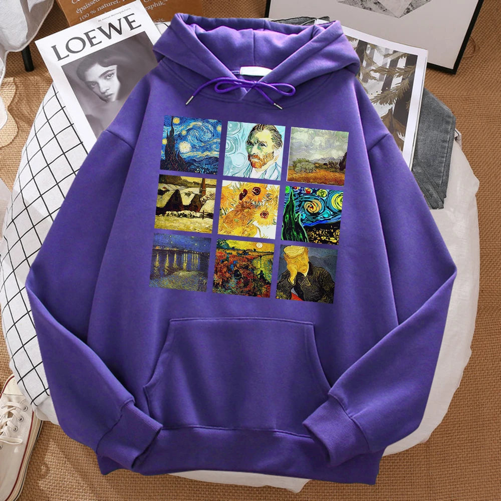 World Famous Painting Sanskrit Van Gogh Prints Men'S Hoodies Fashion Fit Hoodie Hip Hop Hoody Cartoons Sportswears Womens - Authentifactor