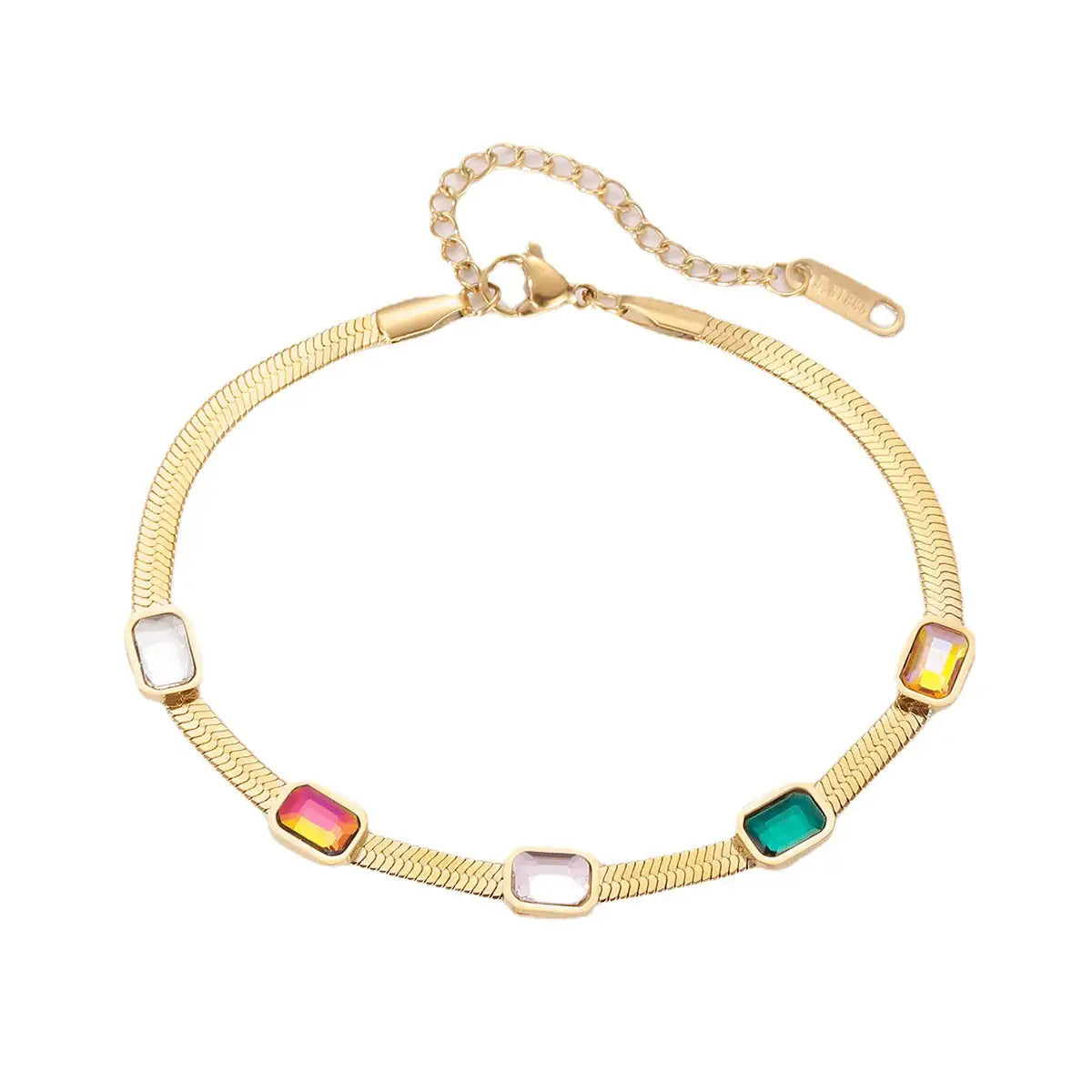 Arcadia Bracelet - Gold Tone Adjustable Bolo Bracelet (I-J Color Yellow GOLD) crested with five ruby's enhance outfit and jewelry collection, perfect for any occasion. - Authentifactor