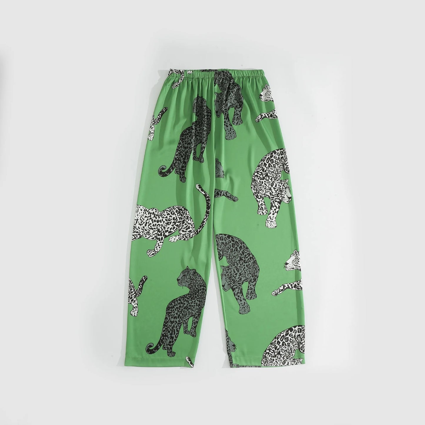 Green Leopard Printed Women Sleepwear Silk - Authentifactor