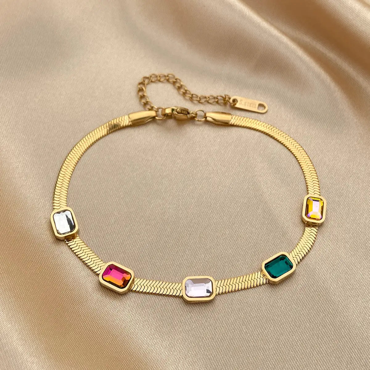 Arcadia Bracelet - Gold Tone Adjustable Bolo Bracelet (I-J Color Yellow GOLD) crested with five ruby's enhance outfit and jewelry collection, perfect for any occasion. - Authentifactor
