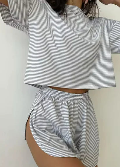 Striped Cotton Pajama Set for Women - Authentifactor
