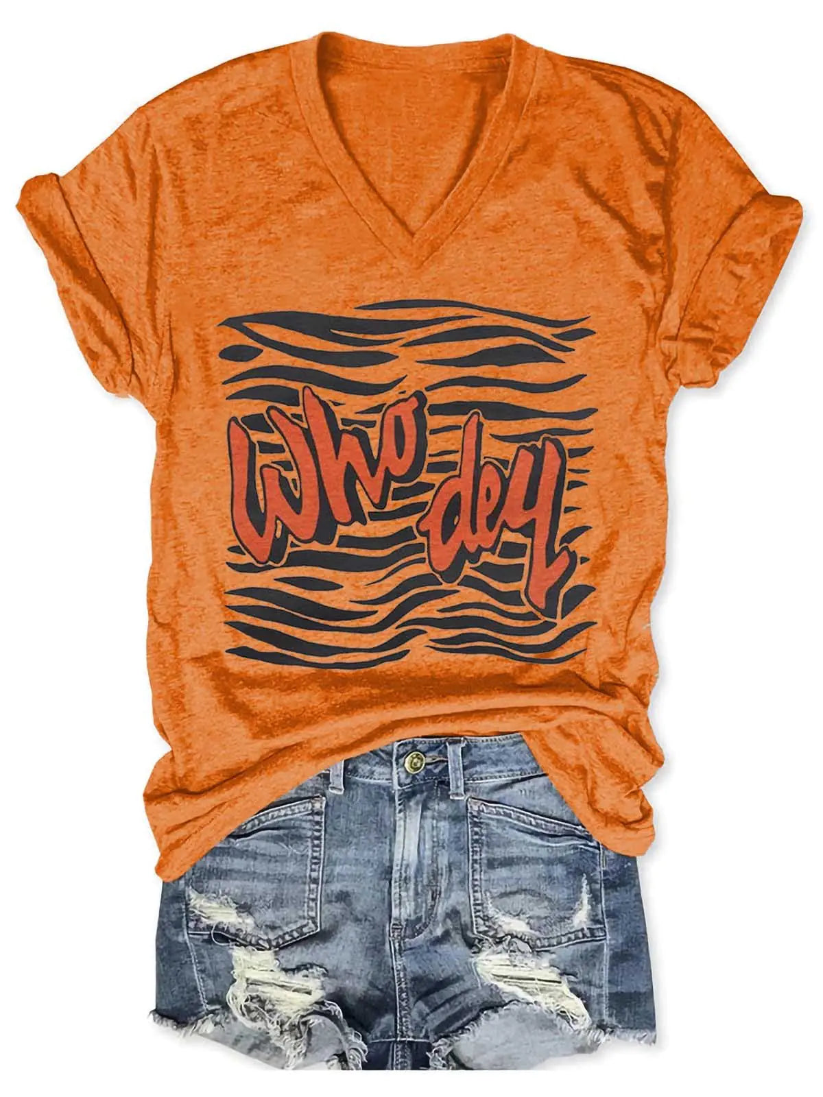 Women Who Dey Tiger V-Neck Shirt - Authentifactor
