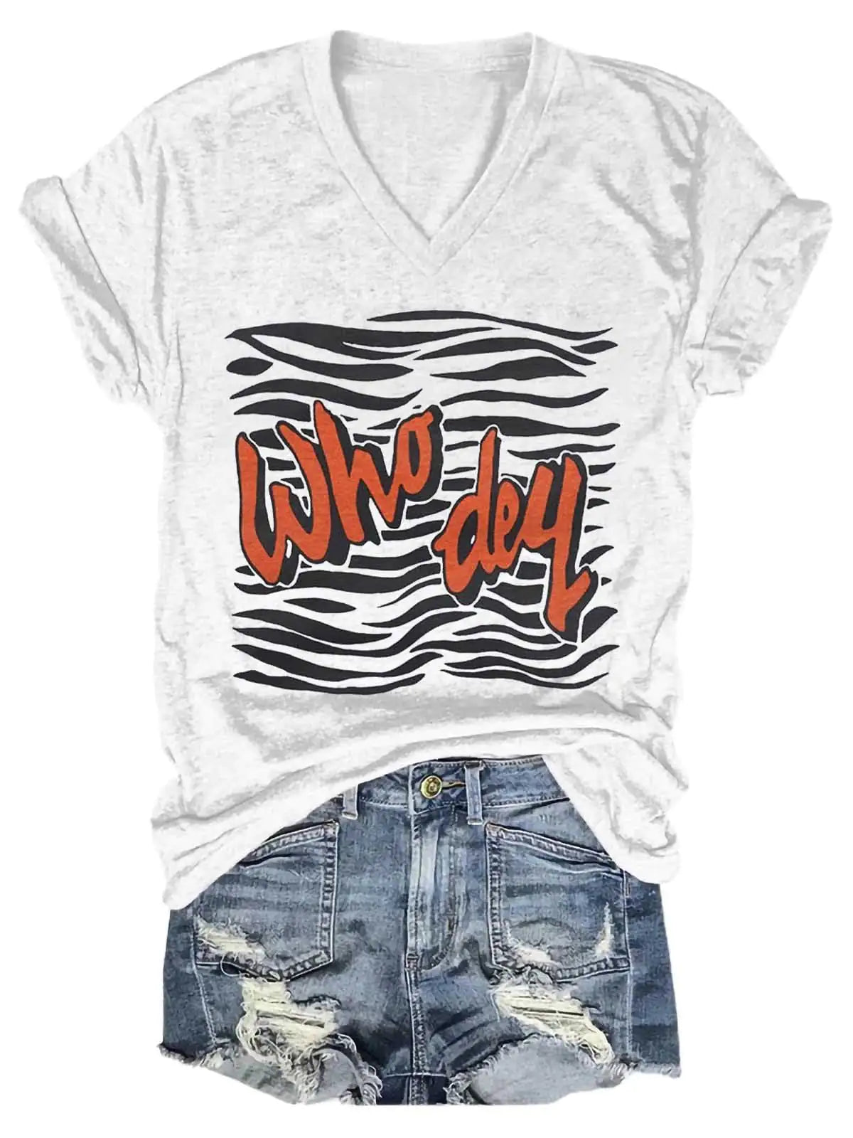 Women Who Dey Tiger V-Neck Shirt - Authentifactor