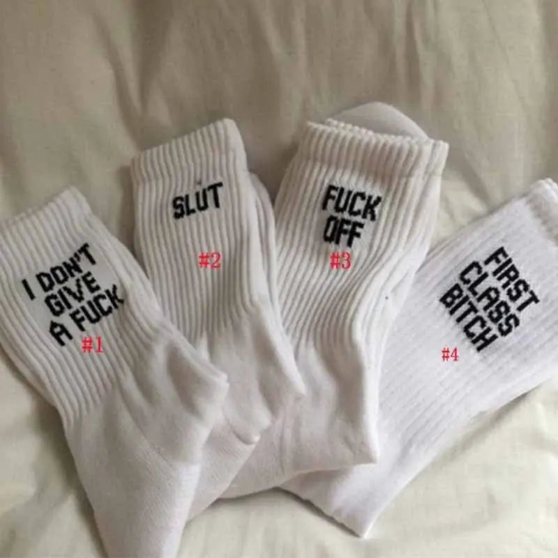 Hip Hop Humor Printed Crew Socks - Authentifactor