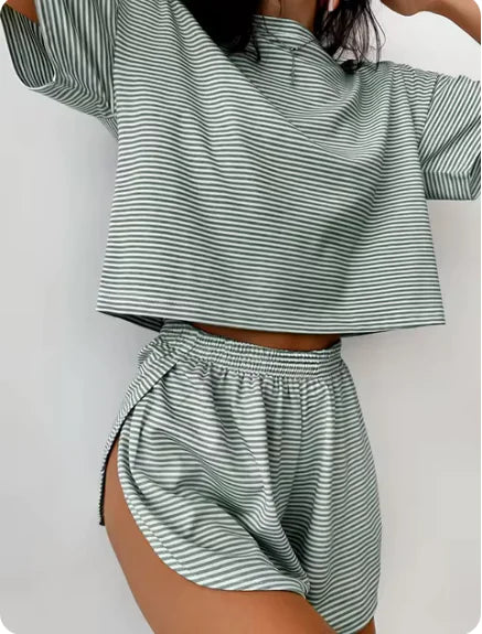 Striped Cotton Pajama Set for Women - Authentifactor