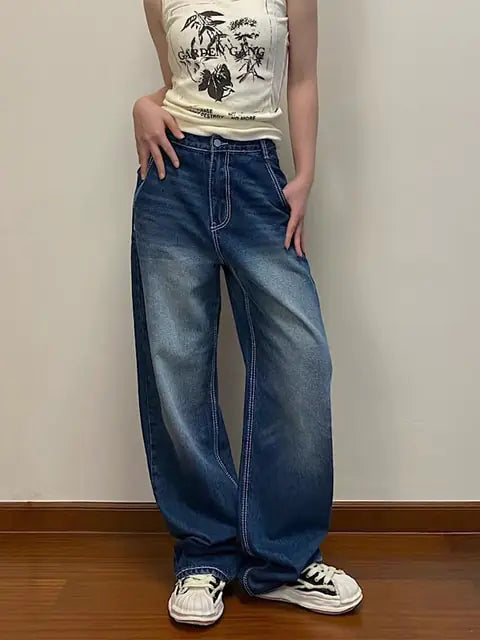 Printed Cargo Baggy Jeans