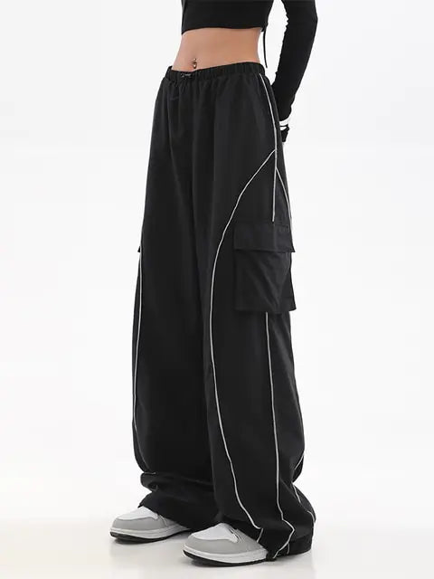 Black Techwear Cargo Pants for Women