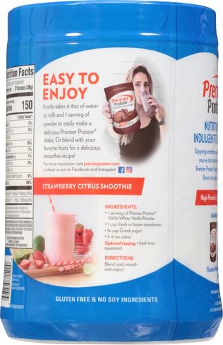 Ultimate Revitalization with Premier Protein Powder, Vanilla Milkshake - 30g Protein, 1g Sugar, 100% Whey Protein, Keto Friendly, No Soy Ingredients, Gluten Free - 17 Servings, 23.3 Ounces.