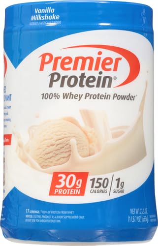 Ultimate Revitalization with Premier Protein Powder, Vanilla Milkshake - 30g Protein, 1g Sugar, 100% Whey Protein, Keto Friendly, No Soy Ingredients, Gluten Free - 17 Servings, 23.3 Ounces.