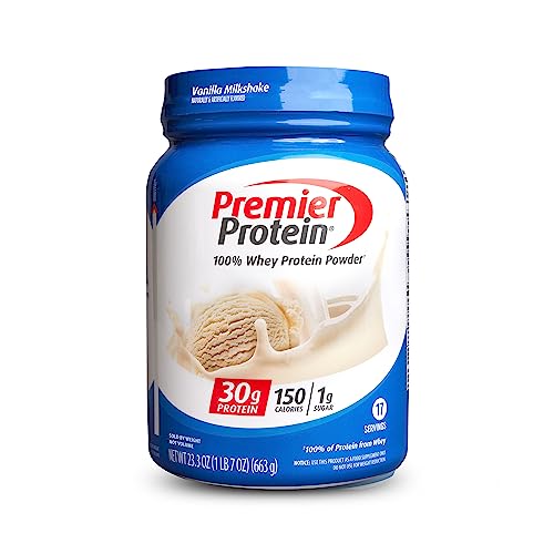 Ultimate Revitalization with Premier Protein Powder, Vanilla Milkshake - 30g Protein, 1g Sugar, 100% Whey Protein, Keto Friendly, No Soy Ingredients, Gluten Free - 17 Servings, 23.3 Ounces.