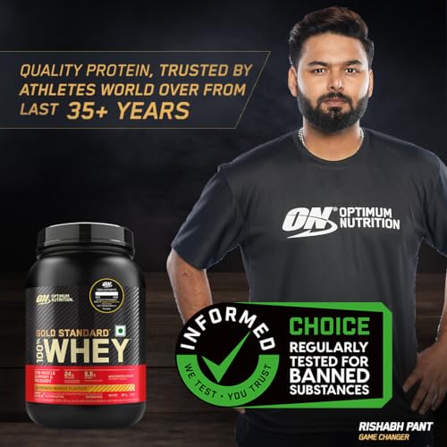 Revitalise with Optimum Nutrition Gold Standard 100% Whey Protein Powder, Double Rich Chocolate, 2 Pound (Packaging May Vary)