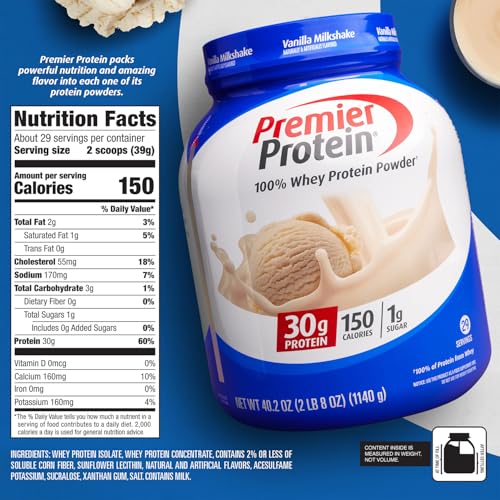 Ultimate Revitalization with Premier Protein Powder, Vanilla Milkshake - 30g Protein, 1g Sugar, 100% Whey Protein, Keto Friendly, No Soy Ingredients, Gluten Free - 17 Servings, 23.3 Ounces.