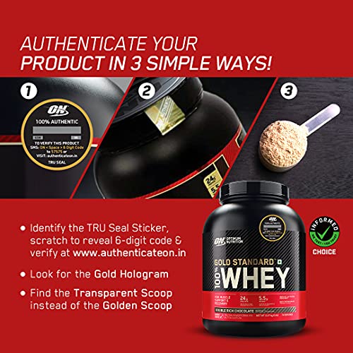 Revitalise with Optimum Nutrition Gold Standard 100% Whey Protein Powder, Double Rich Chocolate, 2 Pound (Packaging May Vary)