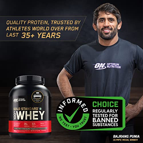 Revitalise with Optimum Nutrition Gold Standard 100% Whey Protein Powder, Double Rich Chocolate, 2 Pound (Packaging May Vary)