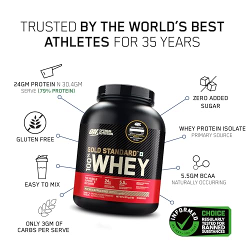 Revitalise with Optimum Nutrition Gold Standard 100% Whey Protein Powder, Double Rich Chocolate, 2 Pound (Packaging May Vary)