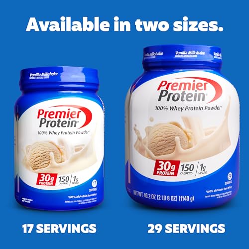 Ultimate Revitalization with Premier Protein Powder, Vanilla Milkshake - 30g Protein, 1g Sugar, 100% Whey Protein, Keto Friendly, No Soy Ingredients, Gluten Free - 17 Servings, 23.3 Ounces.