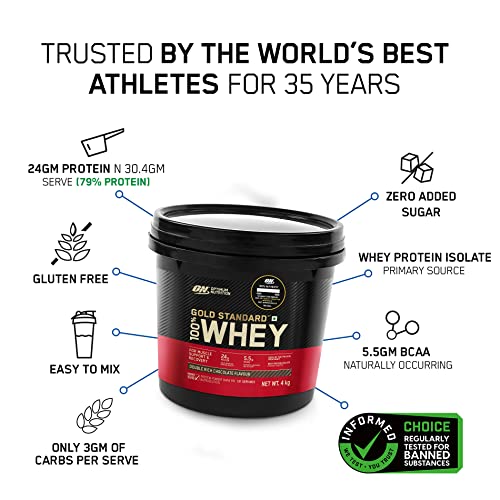 Revitalise with Optimum Nutrition Gold Standard 100% Whey Protein Powder, Double Rich Chocolate, 2 Pound (Packaging May Vary)