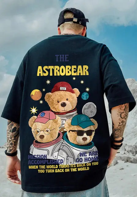 Summer Fashion Bear Print Men's Loose T-Shirt - Authentifactor