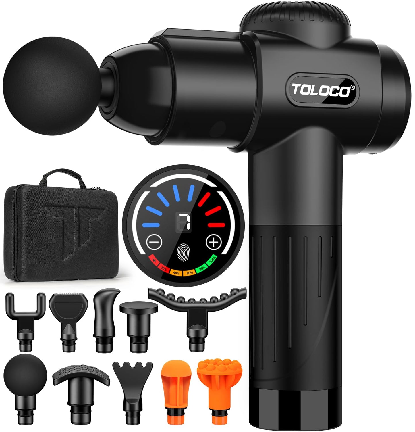 TOLOCO Massage Gun, Muscle Massage Gun Deep Tissue for Athletes with 10 Massage Heads, Electric Percussion Massager for Any Pain Relief, Silver