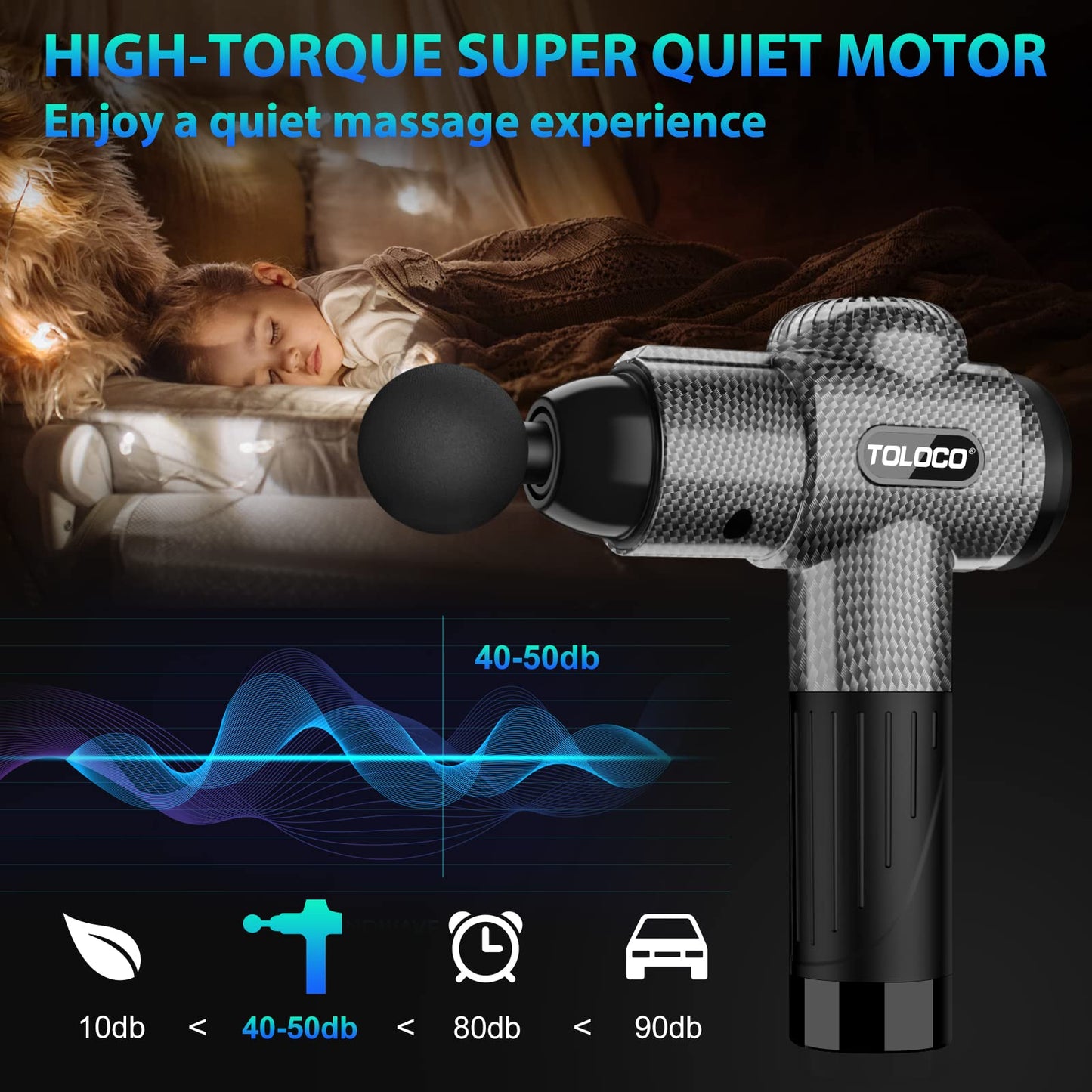 TOLOCO Massage Gun, Muscle Massage Gun Deep Tissue for Athletes with 10 Massage Heads, Electric Percussion Massager for Any Pain Relief, Silver