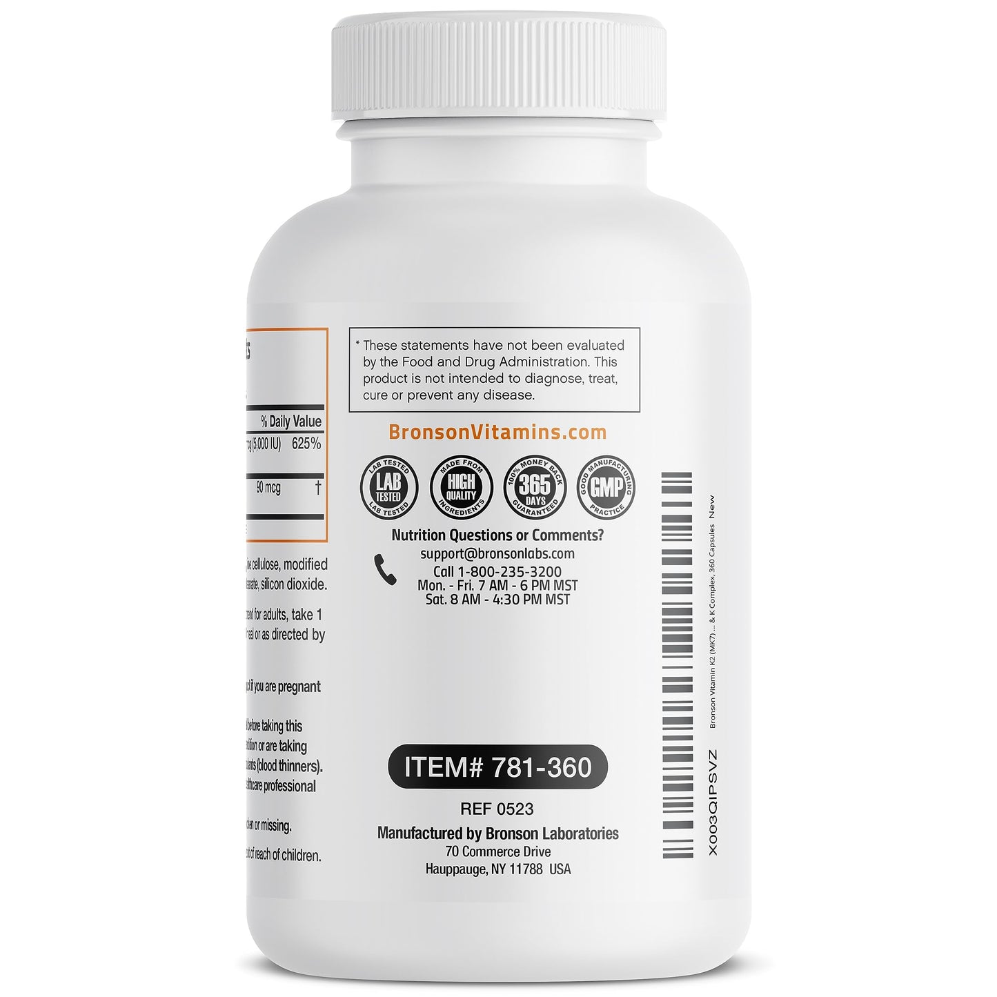 Bronson's Vitamin K2 (MK7) and D3 Supplement: Elevate your health and wellness with  Non-GMO Formula, providing 5000 IU of Vitamin D3 & 90 mcg of Vitamin K2 MK-7. Experience an easy-to-swallow Vitamin D & K complex in 120 capsules.