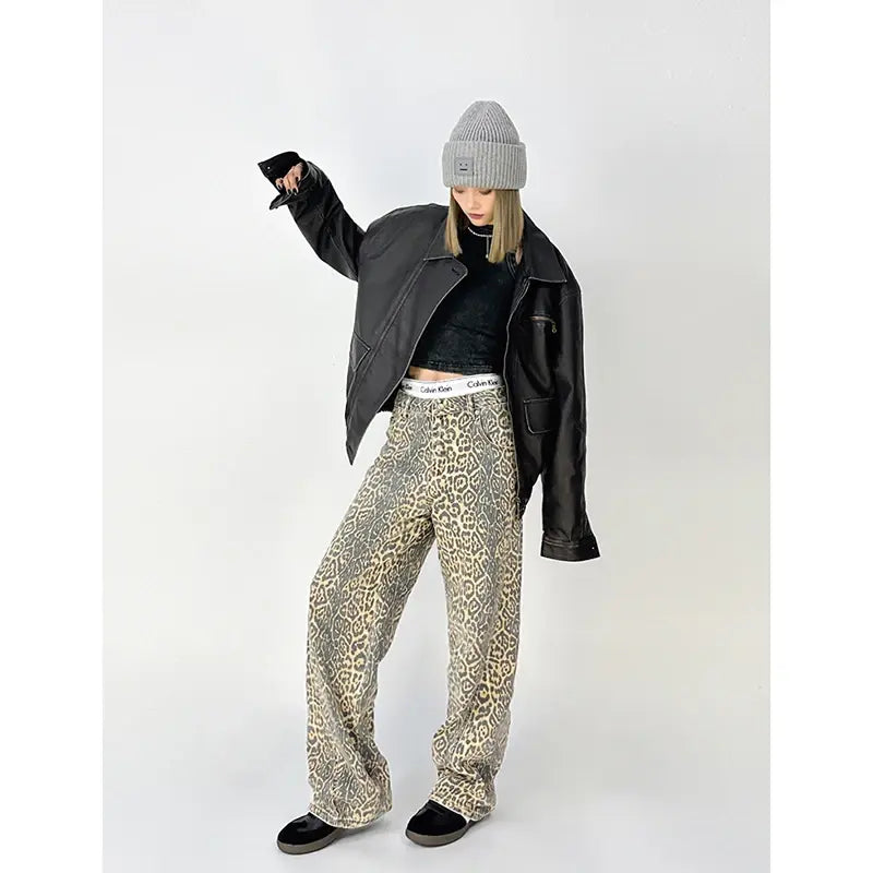 Leopard Print Wide Leg Pants For Women - Authentifactor