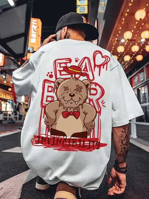 Summer Fashion Bear Print Men's Loose T-Shirt - Authentifactor