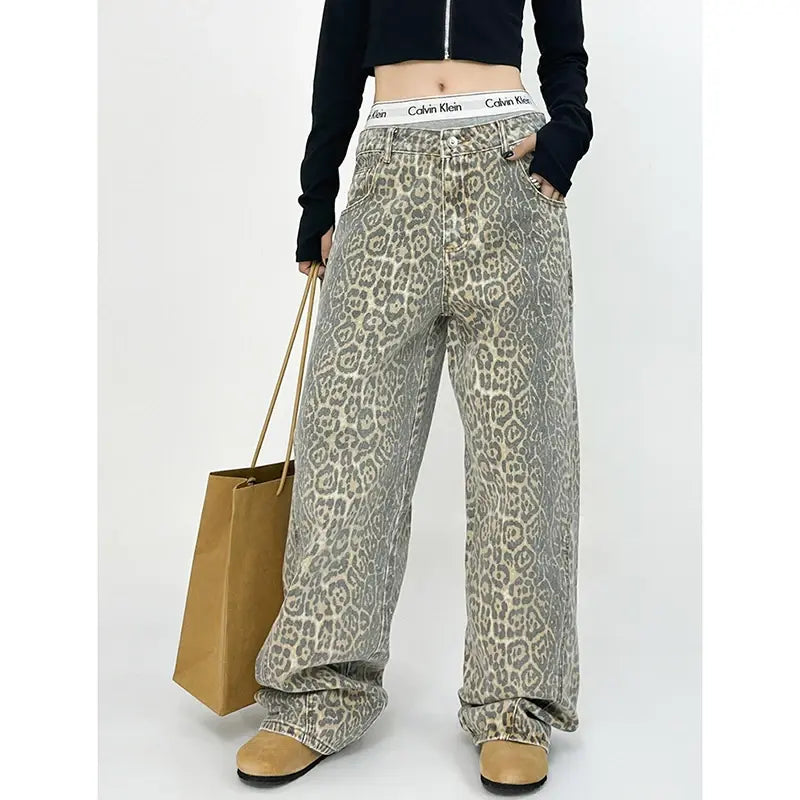 Leopard Print Wide Leg Pants For Women - Authentifactor