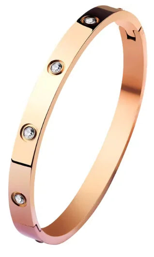 Women Crystal Love Bracelets Stainless Steel