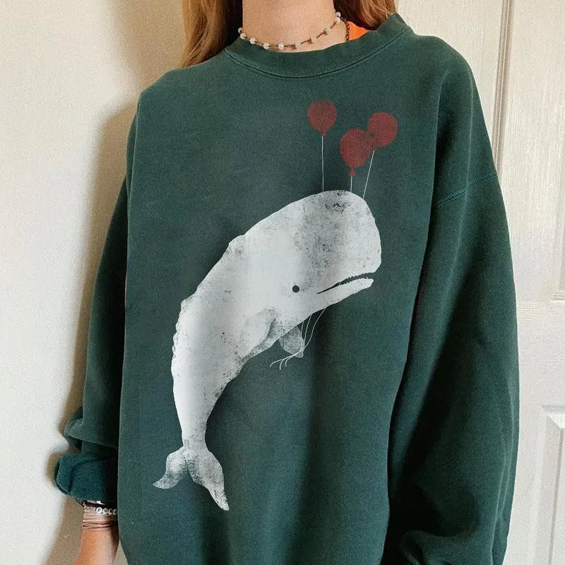 HipHop Ocean Whale Printed Hoodies