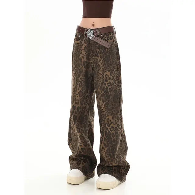 Leopard Print Wide Leg Pants For Women - Authentifactor