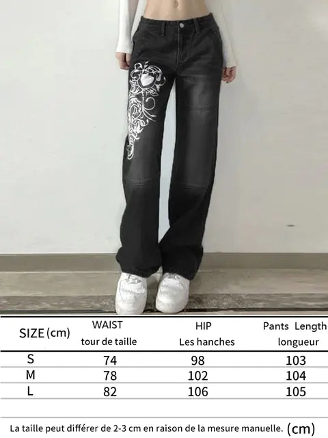 Printed Cargo Baggy Jeans