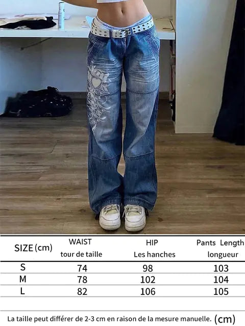 Printed Cargo Baggy Jeans