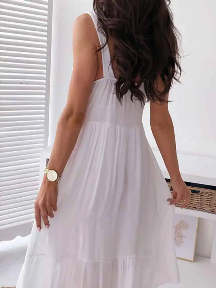 Midi Dress Women Sexy Backless Dress