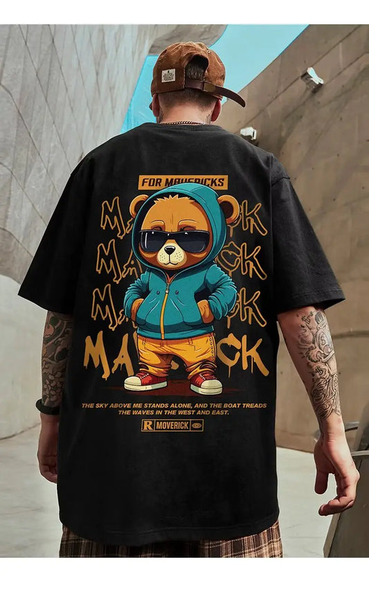 Summer Fashion Bear Print Men's Loose T-Shirt