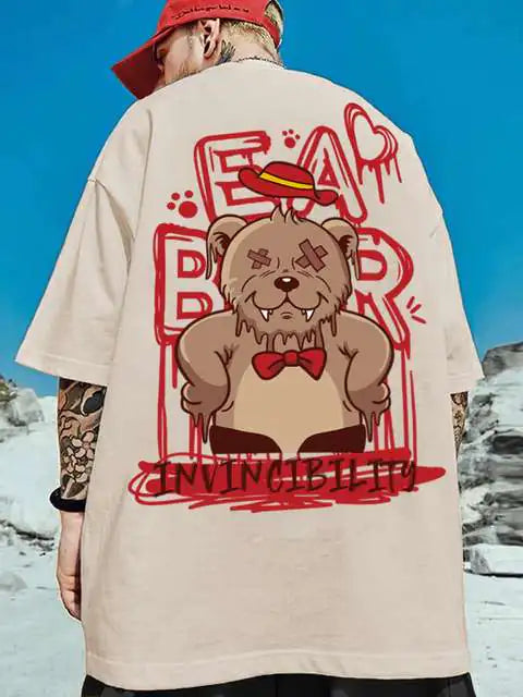 Summer Fashion Bear Print Men's Loose T-Shirt - Authentifactor