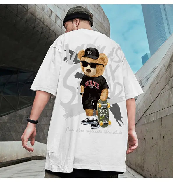 Summer Fashion Bear Print Men's Loose T-Shirt - Authentifactor