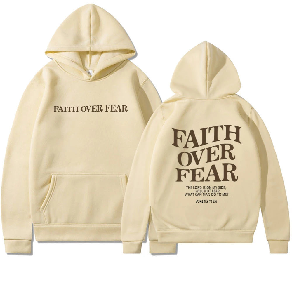 Faith over Fear Christian Hoodie Christian Sweatshirt Jesus Hoodie Trendy Hoodie Bible Verse Shirt Unisex Aesthetic Clothes