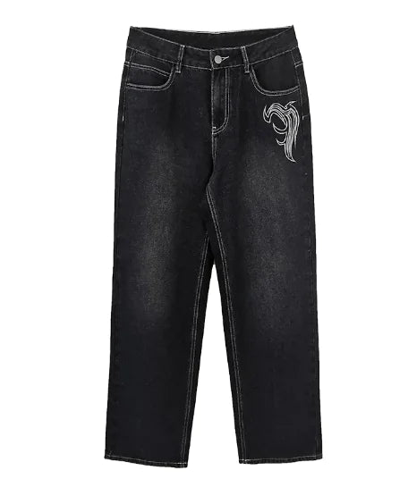 Printed Cargo Baggy Jeans