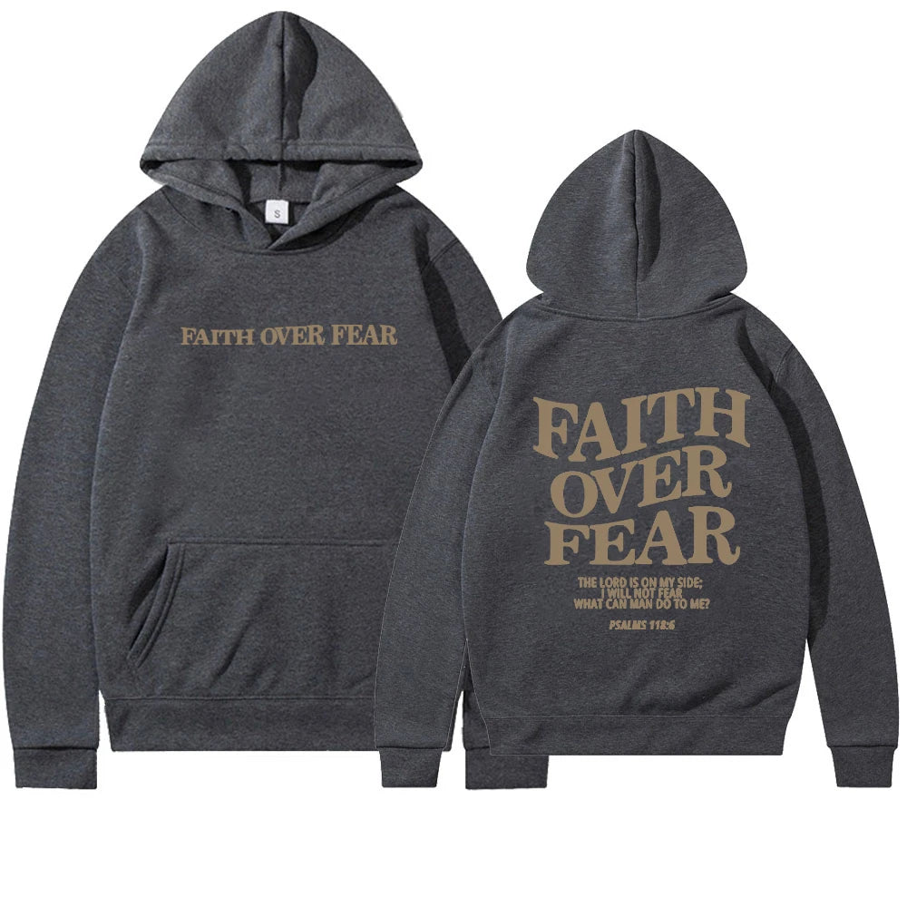 Faith over Fear Christian Hoodie Christian Sweatshirt Jesus Hoodie Trendy Hoodie Bible Verse Shirt Unisex Aesthetic Clothes