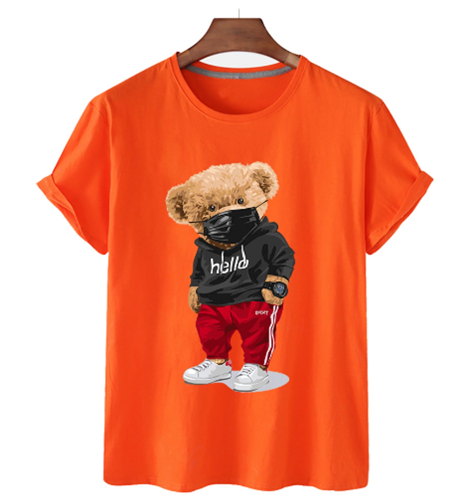 Bear Print Men's Cotton T Shirt