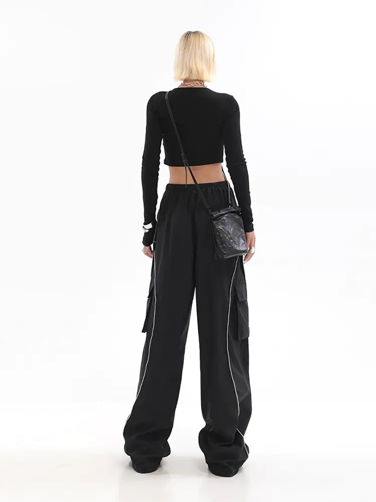 Black Techwear Cargo Pants for Women