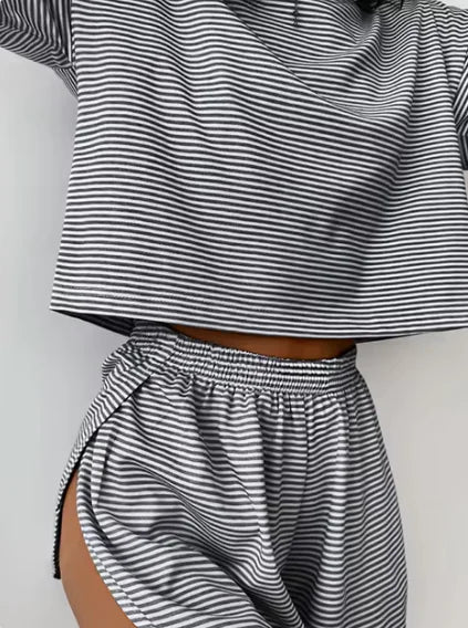 Striped Cotton Pajama Set for Women