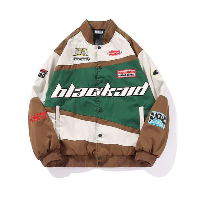 Streetwear Letter Print Motorcycle Jacket Men