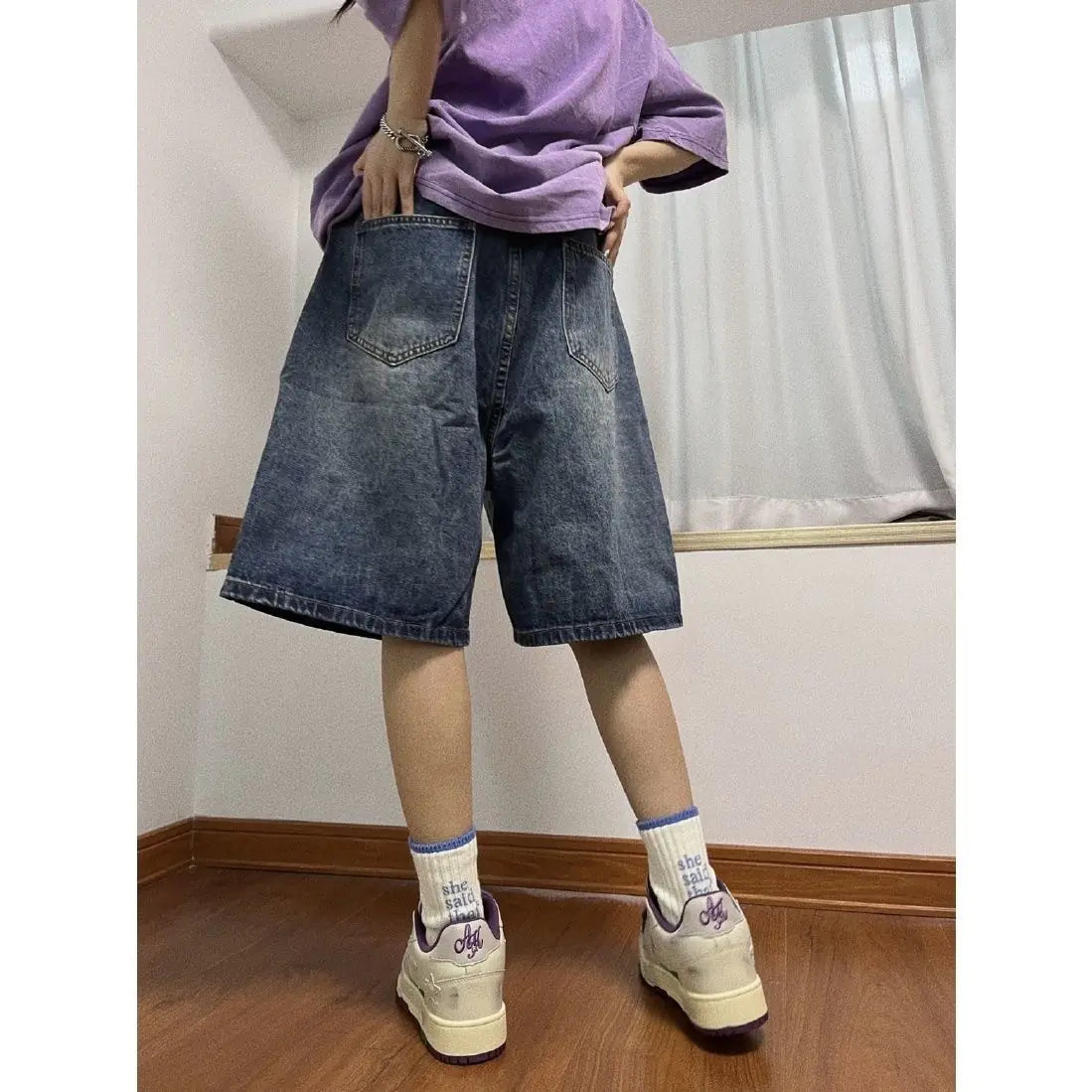 YY2K Women Cutting Edge Denim Shorts