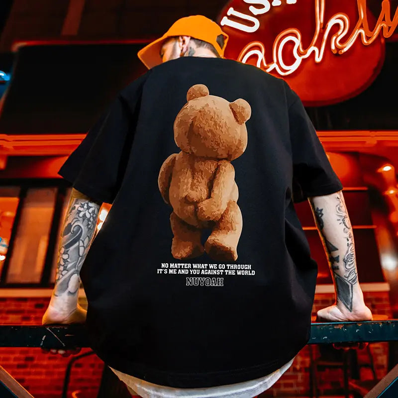 Summer Fashion Bear Print Men's Loose T-Shirt - Authentifactor