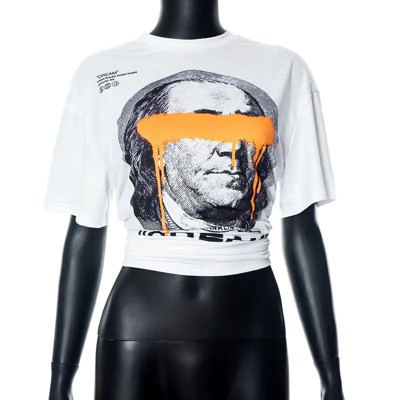 Cream Benjamin Franklin Graphic Oversized T-Shirt